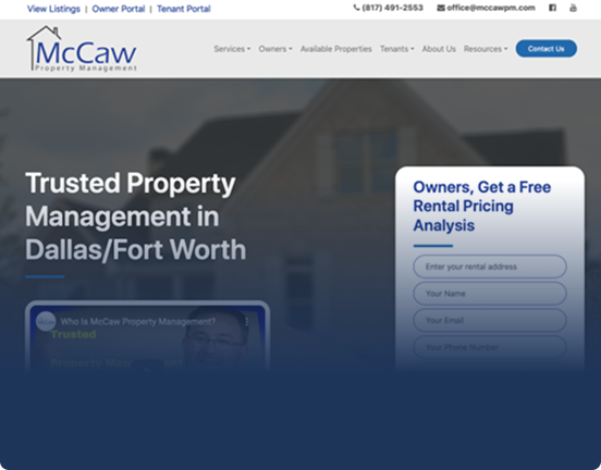 McCaw Property Management website screenshot
